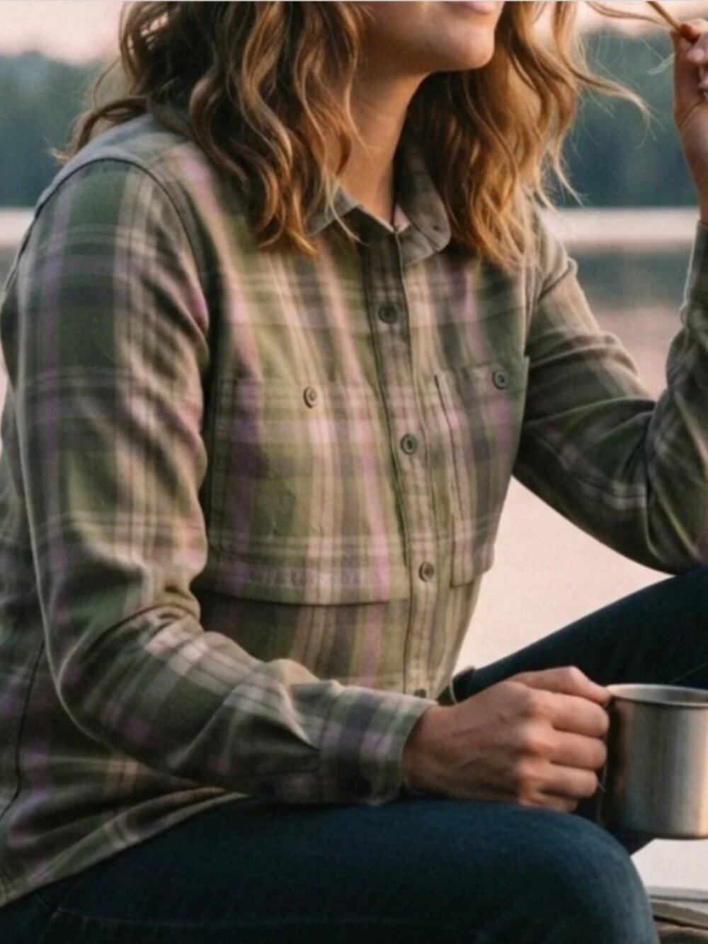 REI Co-op Wallace Lake Plaid Flannel Shirt Button Down Long Sleeve Green Large L